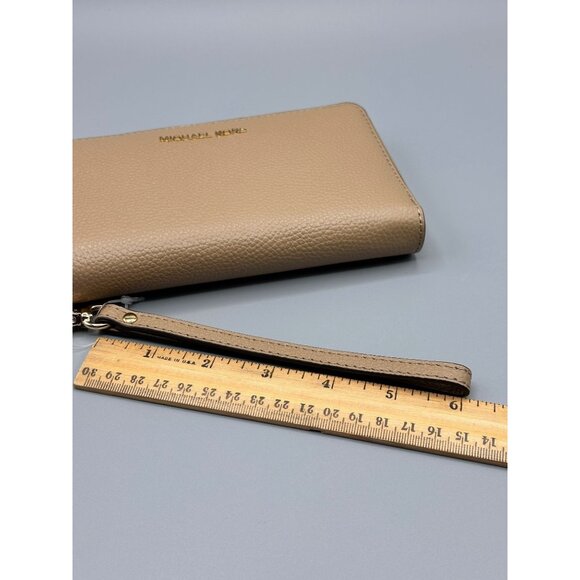 Michael Kors Jet Set Camel Pebbled Large Flat Multifunction Phone Case *READ* - Picture 13 of 15